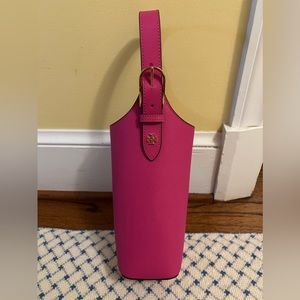 Tory Burch hot pink leather wine bottle tote. NEW without Tags